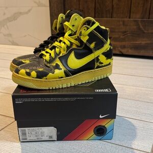 Nike Dunk High HI 1985 SP Yellow Acid Wash Black White Shoes - size 9.5